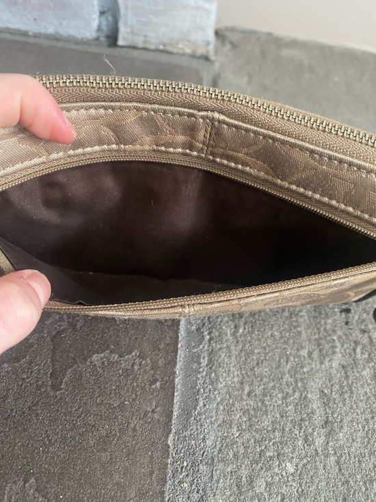 Coach Khaki and Brown Signature Canvas Wristlet - Picture 9 of 11